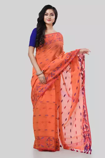 Desh bidesh tant cotton silk handloom cotton blend saree navratri design with blouse