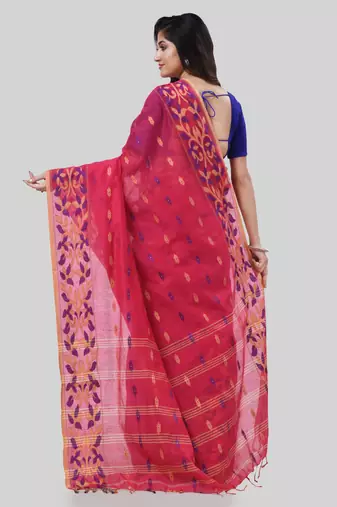 Desh bidesh tant cotton silk handloom cotton blend saree navratri design with blouse