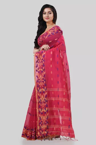 Desh bidesh tant cotton silk handloom cotton blend saree navratri design with blouse