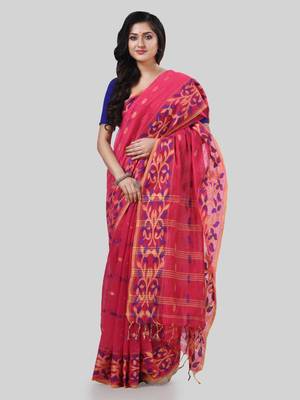 Desh bidesh tant cotton silk handloom cotton blend saree navratri design with blouse 4