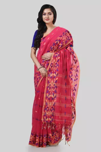 Desh bidesh tant cotton silk handloom cotton blend saree navratri design with blouse