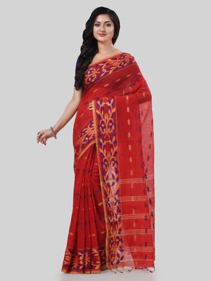 Desh bidesh tant cotton silk handloom cotton blend saree navratri design with blouse 1
