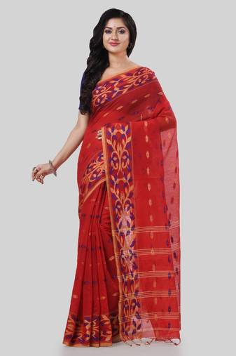 Desh bidesh tant cotton silk handloom cotton blend saree navratri design with blouse