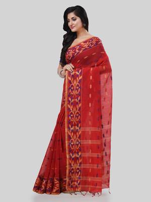 Desh bidesh tant cotton silk handloom cotton blend saree navratri design with blouse 3