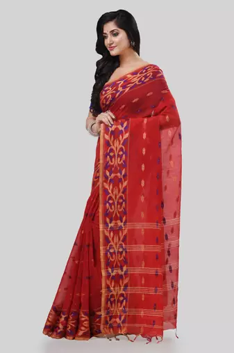 Desh bidesh tant cotton silk handloom cotton blend saree navratri design with blouse