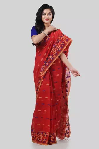 Desh bidesh tant cotton silk handloom cotton blend saree navratri design with blouse