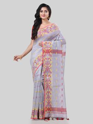 Desh bidesh tant cotton silk handloom cotton blend saree navratri design with blouse 1