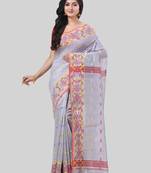 Desh bidesh tant cotton silk handloom cotton blend saree navratri design with blouse