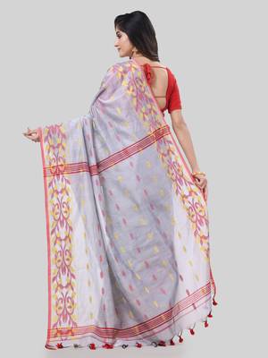 Desh bidesh tant cotton silk handloom cotton blend saree navratri design with blouse 2