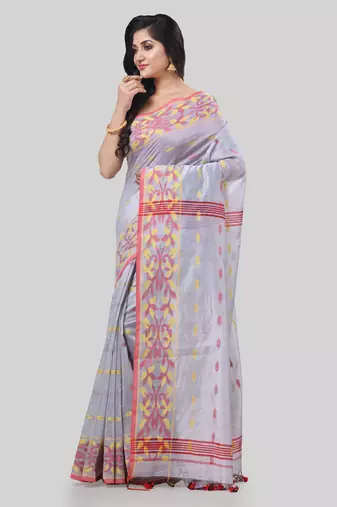 Desh bidesh tant cotton silk handloom cotton blend saree navratri design with blouse