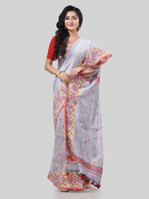 Desh bidesh tant cotton silk handloom cotton blend saree navratri design with blouse 4
