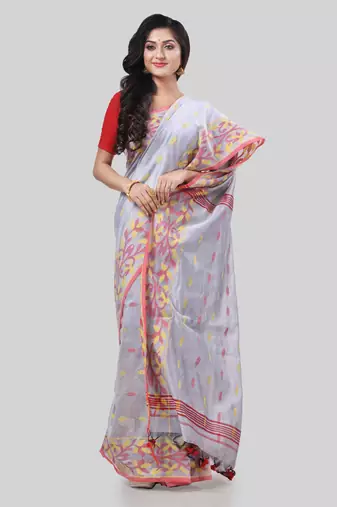 Desh bidesh tant cotton silk handloom cotton blend saree navratri design with blouse