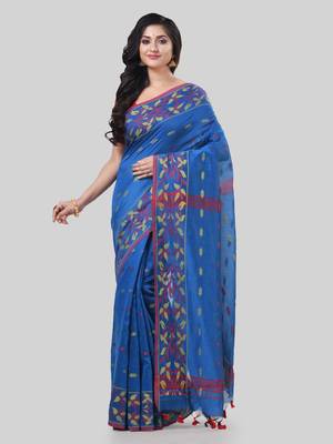 Desh bidesh tant cotton silk handloom cotton blend saree navratri design with blouse 1