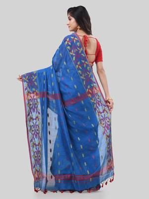 Desh bidesh tant cotton silk handloom cotton blend saree navratri design with blouse 2