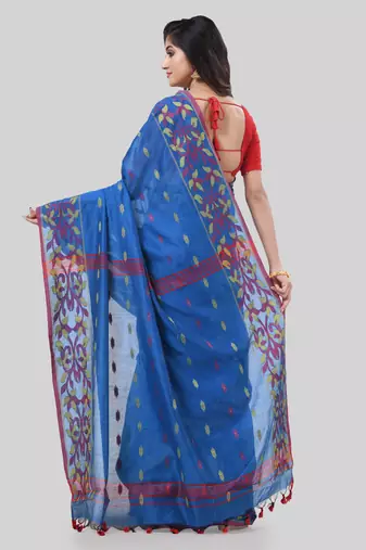 Desh bidesh tant cotton silk handloom cotton blend saree navratri design with blouse