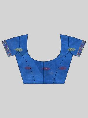 Desh bidesh tant cotton silk handloom cotton blend saree navratri design with blouse 5