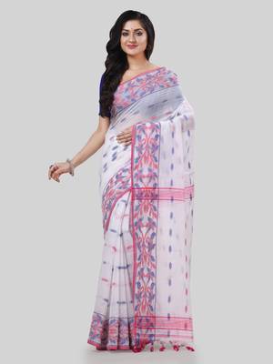Desh bidesh tant cotton silk handloom cotton blend saree navratri design with blouse 1