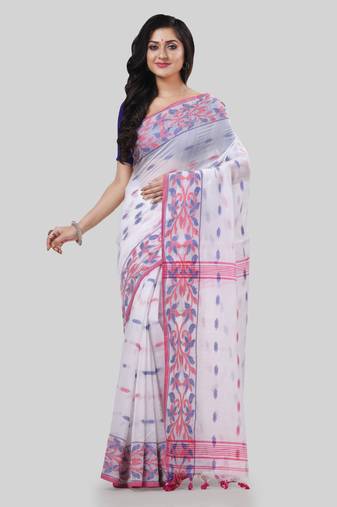 Desh bidesh tant cotton silk handloom cotton blend saree navratri design with blouse