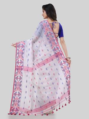 Desh bidesh tant cotton silk handloom cotton blend saree navratri design with blouse 2