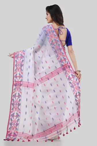 Desh bidesh tant cotton silk handloom cotton blend saree navratri design with blouse