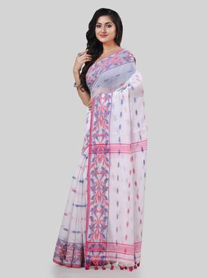 Desh bidesh tant cotton silk handloom cotton blend saree navratri design with blouse 3