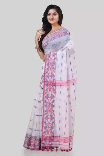 Desh bidesh tant cotton silk handloom cotton blend saree navratri design with blouse