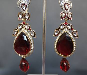 Designer Maroon dangling earring 1