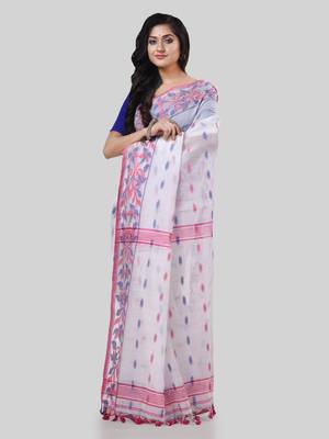 Desh bidesh tant cotton silk handloom cotton blend saree navratri design with blouse 4