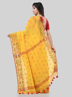 Desh bidesh tant cotton silk handloom cotton blend saree navratri design with blouse 2
