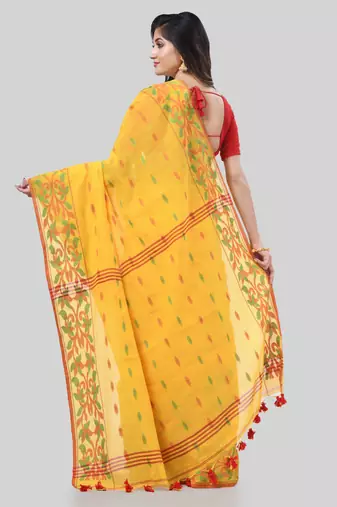 Desh bidesh tant cotton silk handloom cotton blend saree navratri design with blouse