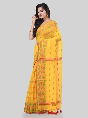 Desh bidesh tant cotton silk handloom cotton blend saree navratri design with blouse 3