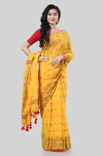 Desh bidesh tant cotton silk handloom cotton blend saree navratri design with blouse