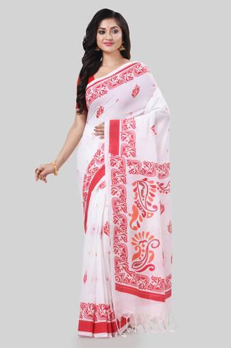 Desh bidesh pure cotton handloom saree uma ganesh printed design handloom saree with blouse