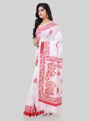 Desh bidesh pure cotton handloom saree uma ganesh printed design handloom saree with blouse 3