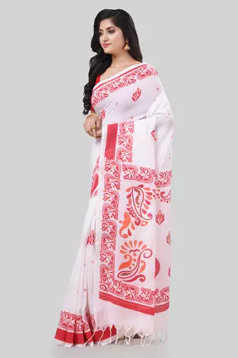 Desh bidesh pure cotton handloom saree uma ganesh printed design handloom saree with blouse