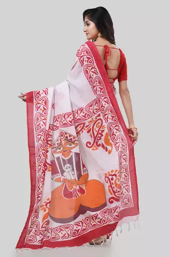 Desh bidesh pure cotton handloom saree uma ganesh printed design handloom saree with blouse