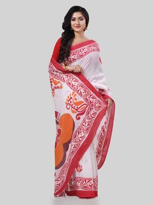 Desh bidesh pure cotton handloom saree uma ganesh printed design handloom saree with blouse 4