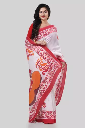 Desh bidesh pure cotton handloom saree uma ganesh printed design handloom saree with blouse