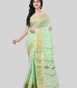 Desh bidesh bengal tant zari kerala printed pure handloom cotton saree without blouse