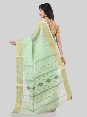 Desh bidesh bengal tant zari kerala printed pure handloom cotton saree without blouse 2