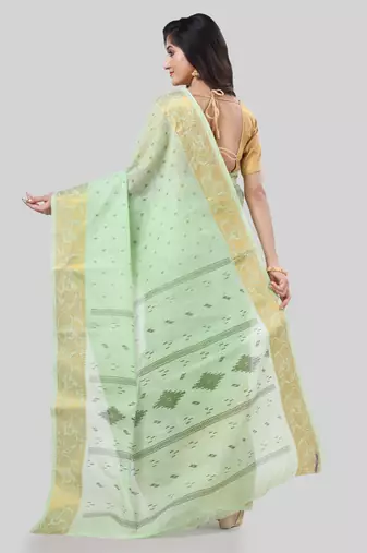 Desh bidesh bengal tant zari kerala printed pure handloom cotton saree without blouse