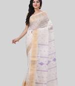 Desh bidesh bengal tant zari kerala printed pure handloom cotton saree without blouse