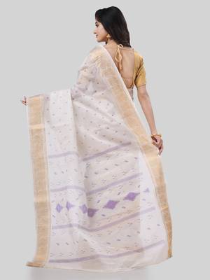 Desh bidesh bengal tant zari kerala printed pure handloom cotton saree without blouse 2