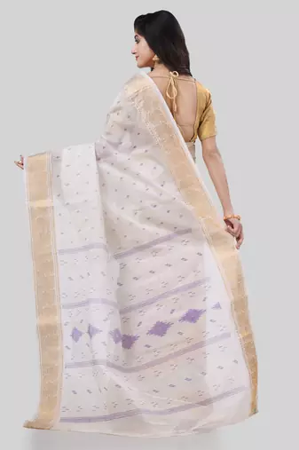 Desh bidesh bengal tant zari kerala printed pure handloom cotton saree without blouse