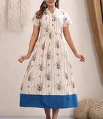 Floral Printed Cotton One Piece For Women