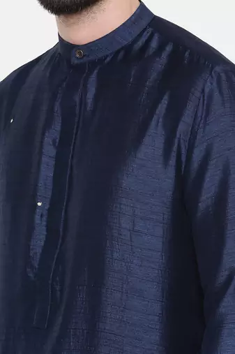Blue Silk Mukesh Kurta Set