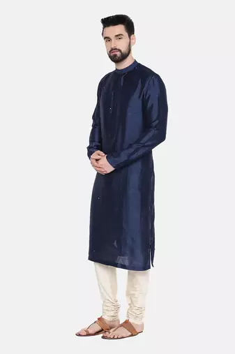 Blue Silk Mukesh Kurta Set