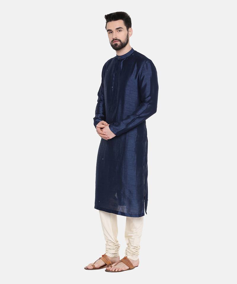 Blue Silk Mukesh Kurta Set