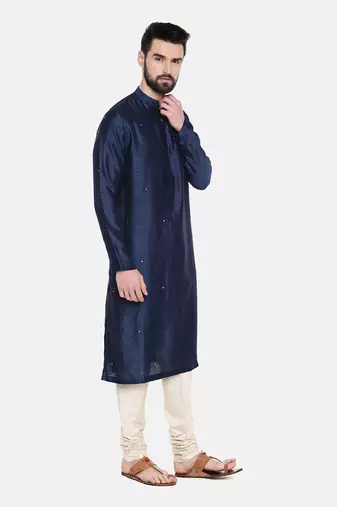 Blue Silk Mukesh Kurta Set