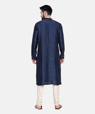 Blue Silk Mukesh Kurta Set 6